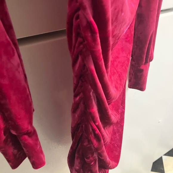 Steve Madden Fuchsia Long Sleeve Ruched Dress - Picture 6 of 7